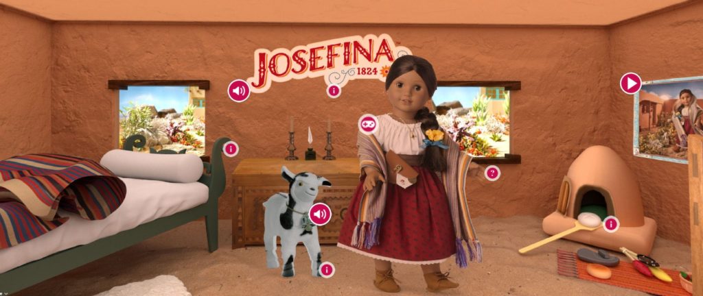 Each American Girl doll character has her own timeperiod set room at the virtual museum. Here, doll Josefina is in her 1824 room.